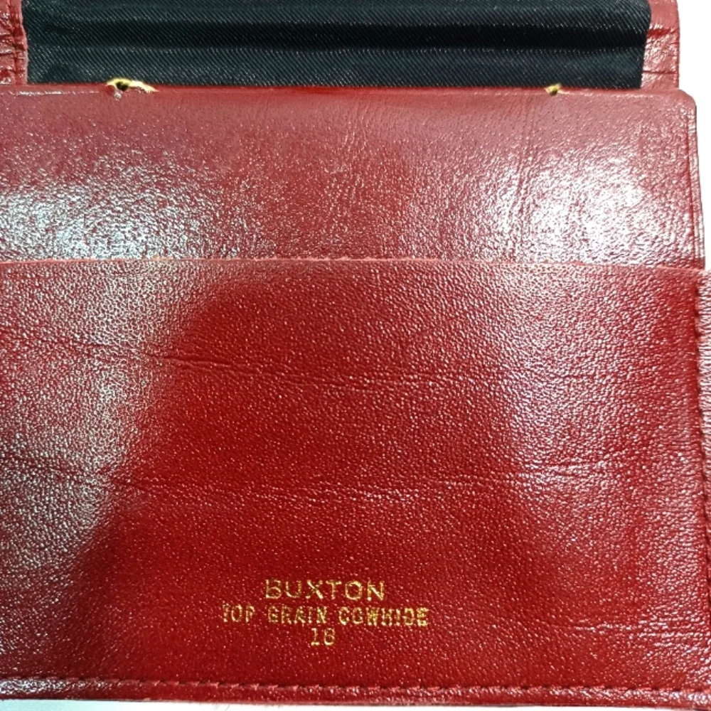 Vintage  Buxton Women BiFold Wallet, Deep Red/Brown